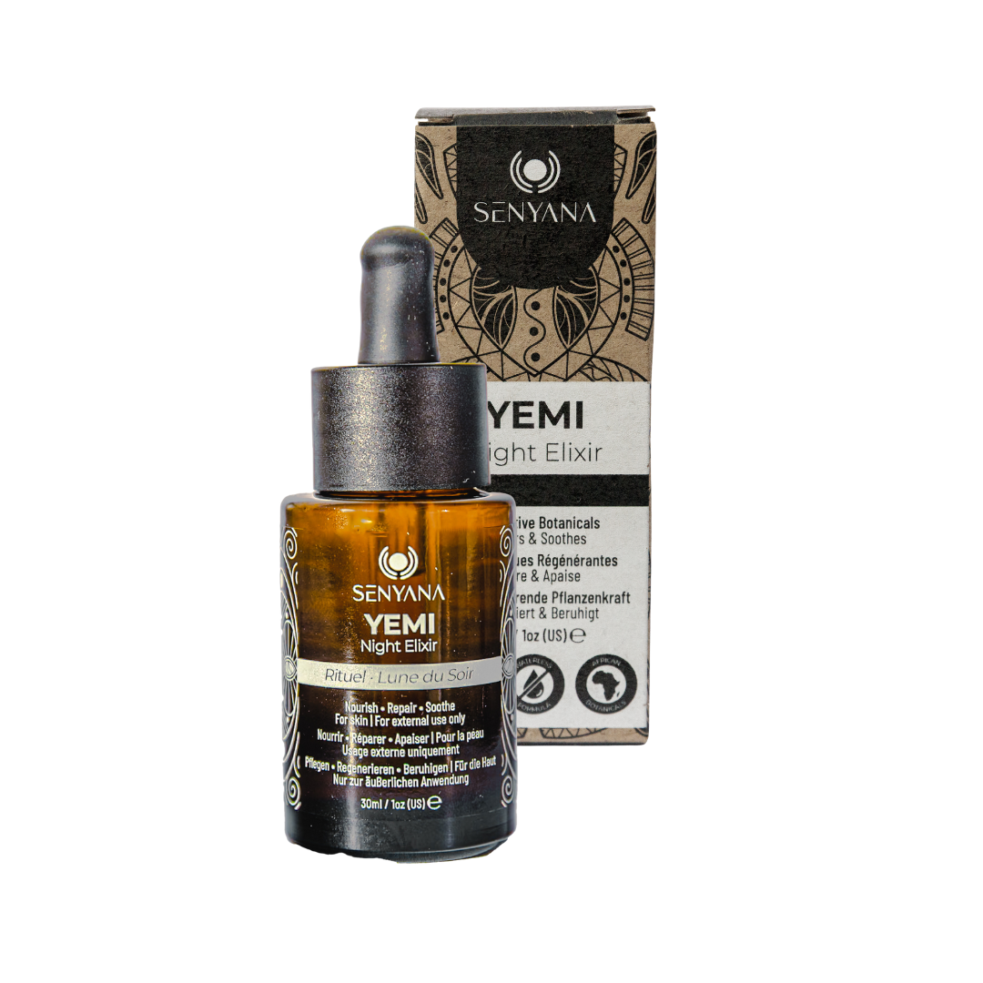 Senyana YEMI Night Elixir with packaging – nourishing night serum to repair and soothe skin overnight